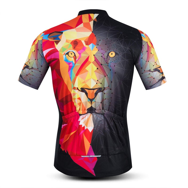 Weimostar Men's Cycling Jersey Short Sleeve Bicycle Jacket MTB Breathable Bike Biking Shirt Lion Red Size M - Image 2